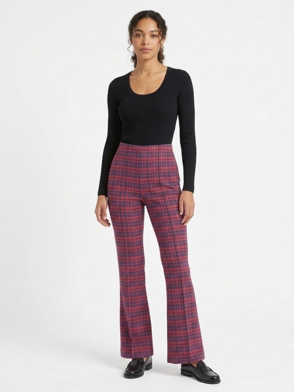 Maeve by Anthropologie The Margot Kick Flare Pants Plaid Edtion Size XS Retro